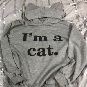 grey cat hoodie
